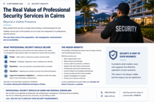 Construction site security in Cairns protecting a regional Queensland worksite